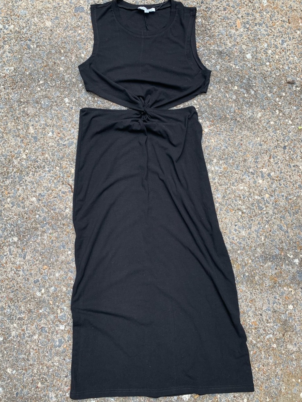 NWT Pretty Garbage Black Cut Out Midi Dress with Front Knot